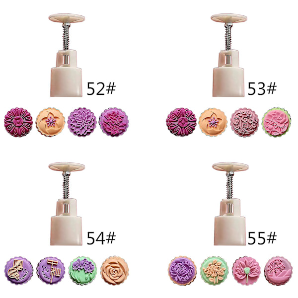 Månkakaform med blommönster för Midhösten - Kakstämpel Mooncake Machine (B)