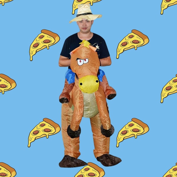 Hästridning på uppblåsbar kostym Cowboys på häst Klädselkostym Rolig nyhet Utklädning Festkläder Yellow