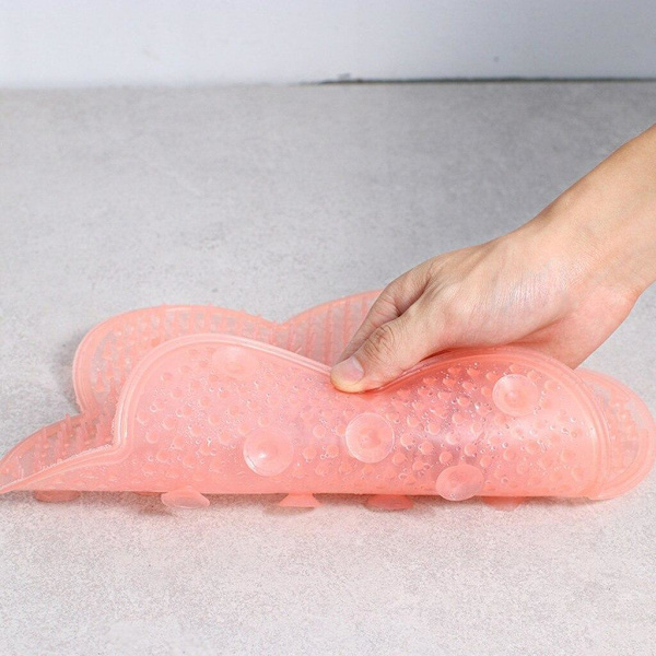 Fotmassage - Badrumsmatta för fotmassage i silikon med sugkoppar, halkfri pink