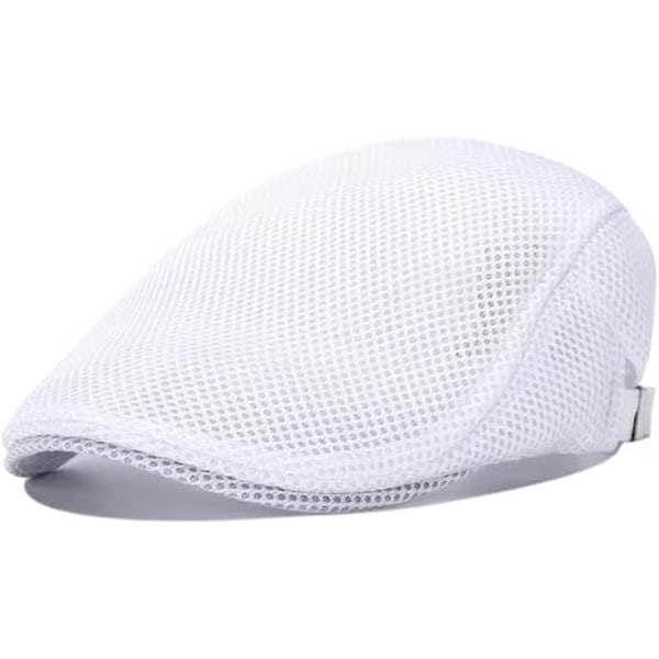 Platt keps herr sommar, platt keps flatcap sommar mesh platt keps White