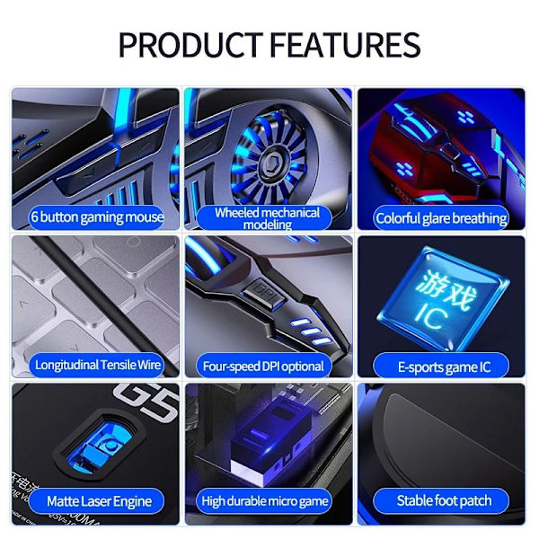 Gaming Mus med LED / Datormus - G5