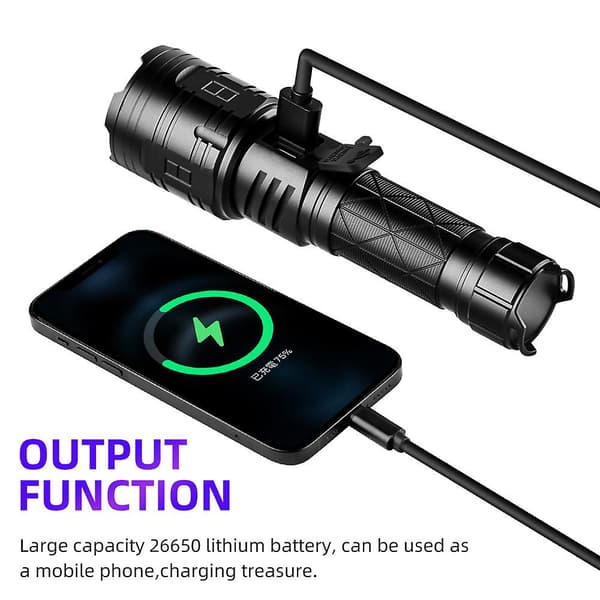 LED-taskulamppu Kirkas Valo USB Ladattava Zoom Camping Kannettava Taskulamppu