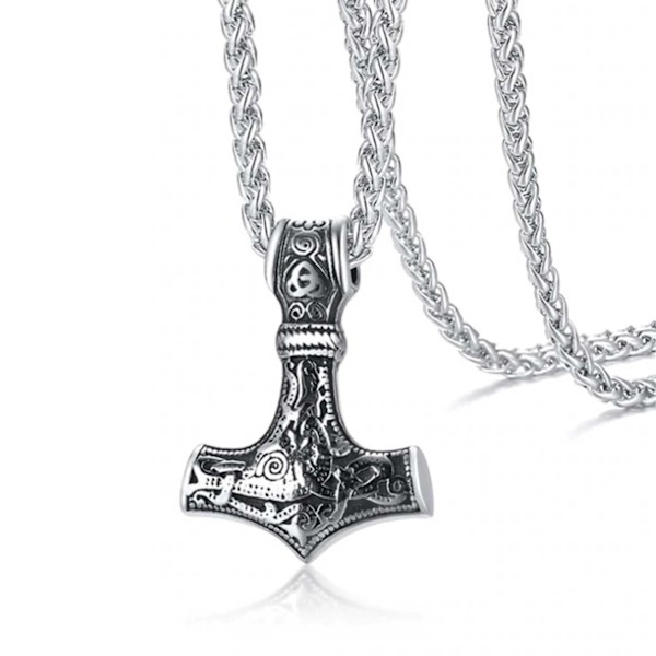 Viking Halskæde Tors Hammer Mjolnir Kæde Sølv