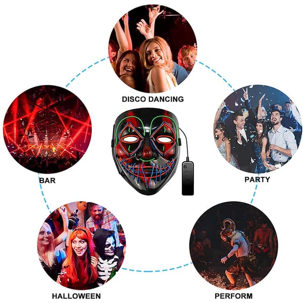 Farge LED - Musikk Hastighet LED Maske - Halloween LED Maske - LED