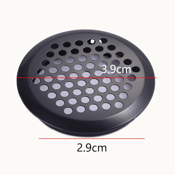 5 stk. rustfrit stål ventilationsgitter, sort rundt mesh
