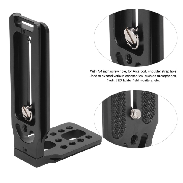 Kamera L-fäste Aluminiumlegering L-formad vertikal horisontell kopplingsplatta med 1/4 tums skruvhål för digitalkamerastabilisator