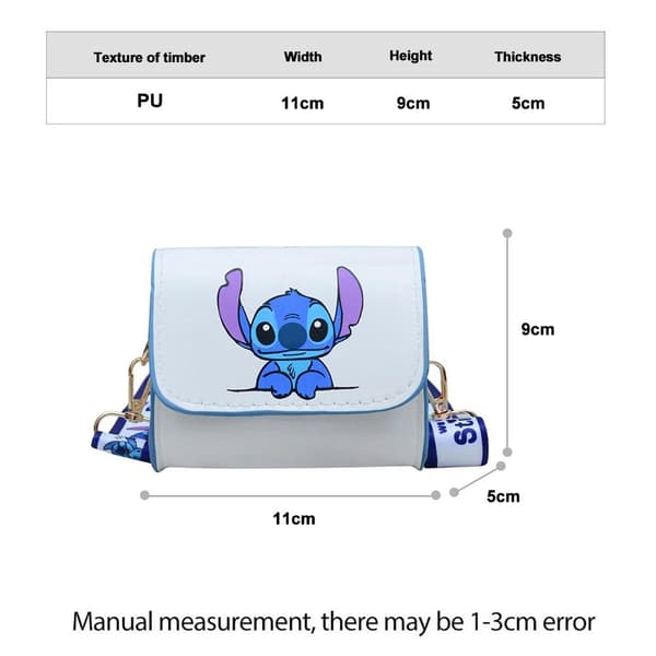 Stitch Messenger Väska Tecknad Söt Flickor PU Läder Underarms Mini Väska Tote Mode Kvinnor White without letter