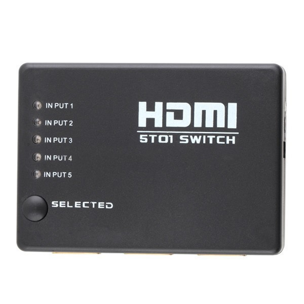 HDMI-switch med fjernbetjening 5-vejs med IR-øje