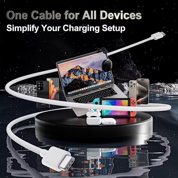 USB-C Cable 2m – USB C to USB C Cable Nylon Braided for iPhone 17/16/15, iPad, MacBook, Samsung