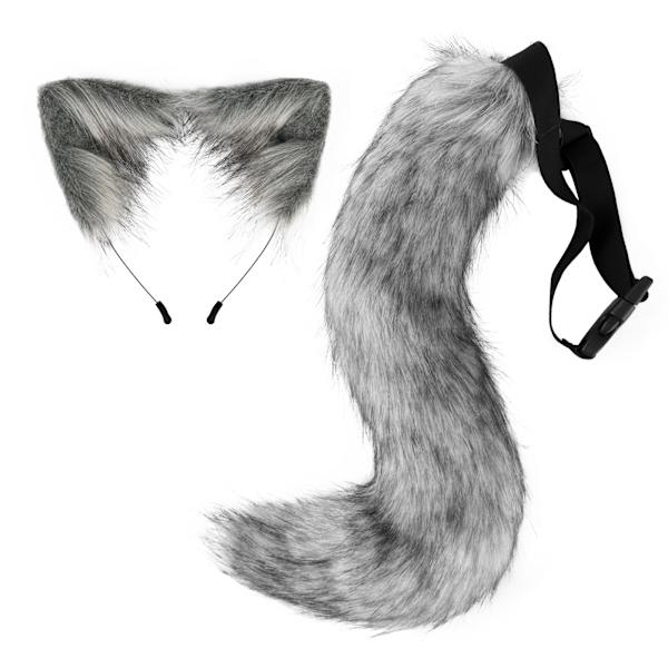 Plyschsvans och öron Djurdräkt i fuskpäls för unisex grey