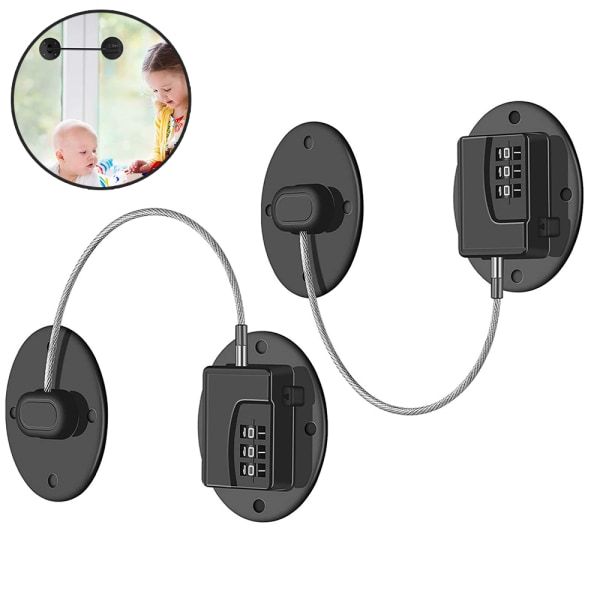 2-pack Kylskåpslås - Kraftigt Kombinationslås för Kylskåp Black