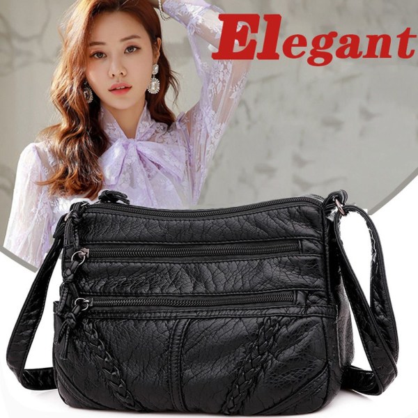 Crossbody-väska i PU-läder Tygväska BRUN - hög kvalitet Black