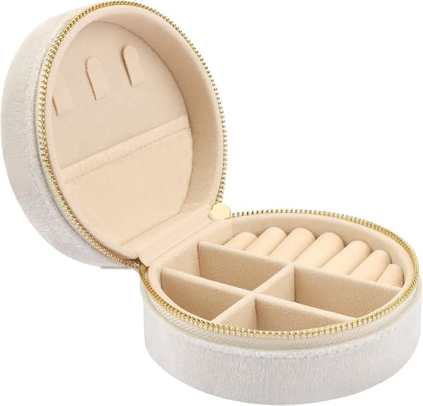 Mini fløyelsveske, reisesmykkeskrin (Hvit) White