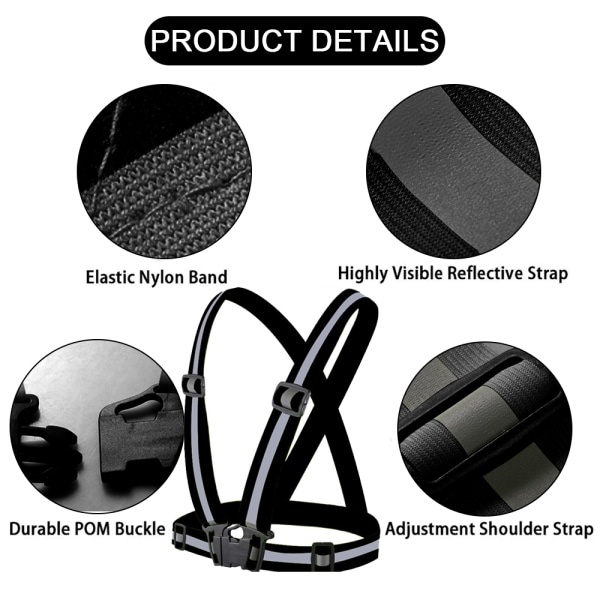 Reflekterende Elastisk Båndsett Refleksjakke Refleksvest black