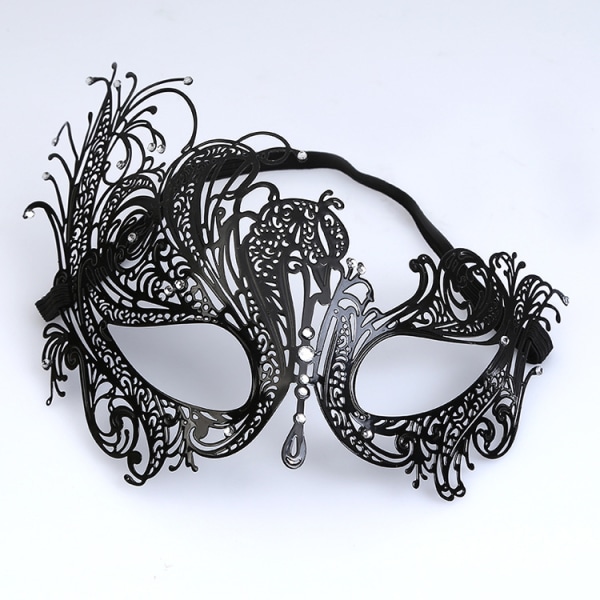The Black Phoenix Venetian Mask, Metal Mask Masquerade Couple Mas
