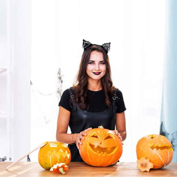 2 ST Spids Katteøre Pandebånd Sort Halloween Kostume Hårbånd Party Hoop Hoved Fødselsdag Fancy Dress Hovedbeklædning Festival Cosplay Piger Hårtilbehør