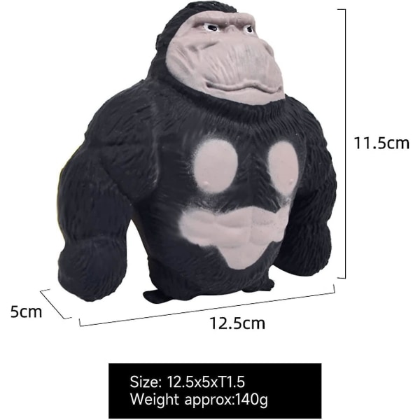 Stretchiga Apa Leksaker, Splat Apa Stressavlastande Leksak, Klämma Apa Splat Leksaker, Stressavlastande Fidget Leksaker Stress Klämma Gorilla Leksaker Black