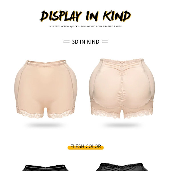 Vadderad Rumplyftare Korrigerande Underkläder Butt Enhancer Body Shaper Modelleringsrem Fake Hip Shapwear Underkläder Push Up Trosor L Skin