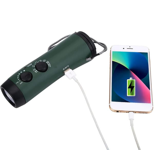 Lommelykt, bærbar sveiveradio med mobillading