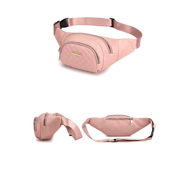 Midjeveske for dame, vanntett midjeveske med justerbare skulderstropper for reisesport, løping svart pink