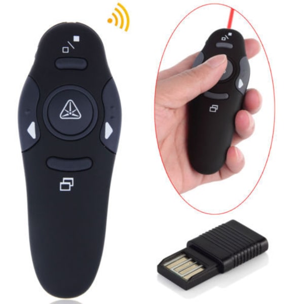 PowerPoint PPT 2.4GHz USB trådløs fjernkontroll med rød laserpeker