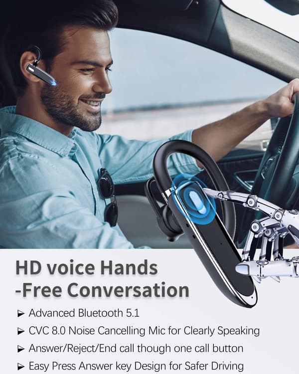 Bluetooth headset med Mic HD Håndfri trådløs