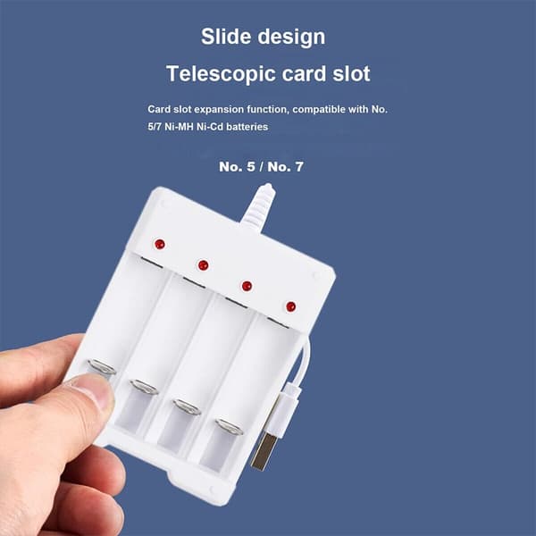 AA / AAA Batterilader Ladeverktøy USB Batterilader