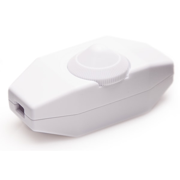 Lysdæmper, dreje-afbryder med hvid 220-230V kabel, trykknap til dæmpbare LED
