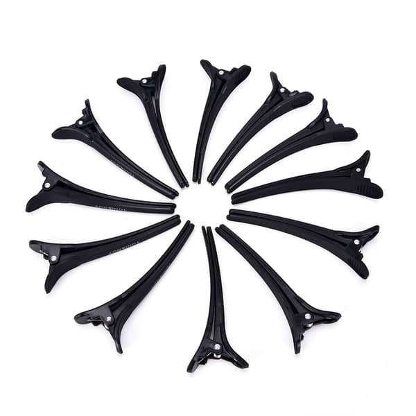 12 stk Professionelle Sorte Matte Frisørklemmer Hårclips