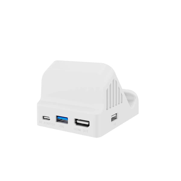 Bærbar Stand TV Projektions Opladningsdock til Switch, Køleventilator Kompakt 4K HDMI Adapter med USB 3.0 Porte