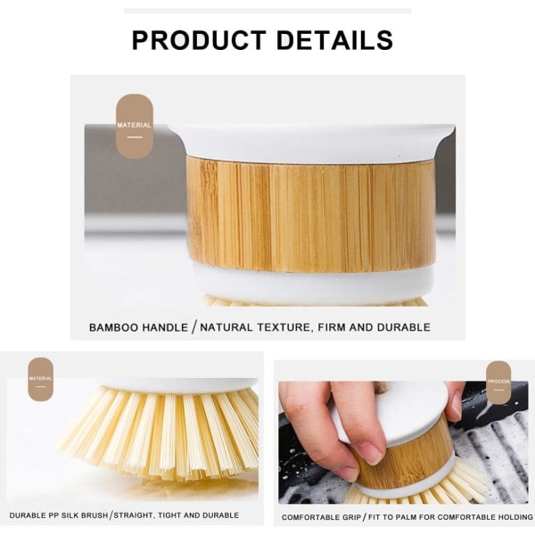 Bambu Palm Scrub Brush, Köksborste för Järngrytor Diskkruka SQBB