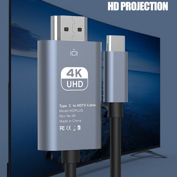 4k 30Hz HDMI-projeksjonskabel USB Type C til HDMI-kabel 2;