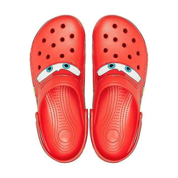 UNISEX Crocs Classic Clogs Lightning McQueen Bil Hål Skor Tofflor 100% Nya 38