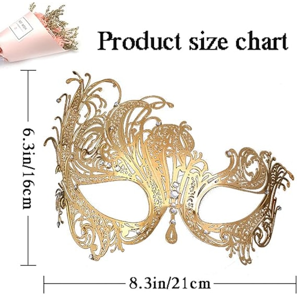 Svart Fenix Venetians Mask, Metall Mask Maskerad Par Mask