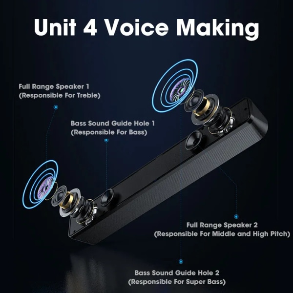 Bluetooth-högtalare Surround Soundbar Datorhögtalare för TV Soundbar Box