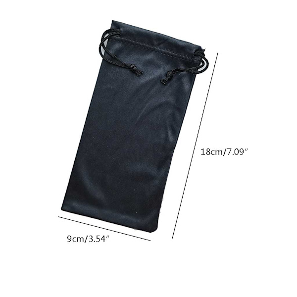 10 stk. Sorte mikrofiber solbriller, briller & mobiltelefontilbehør, ærmetaske, etui med snøre