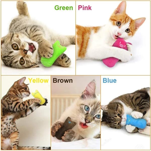 5-pack plysch kattleksaker med kattmynta i tumform