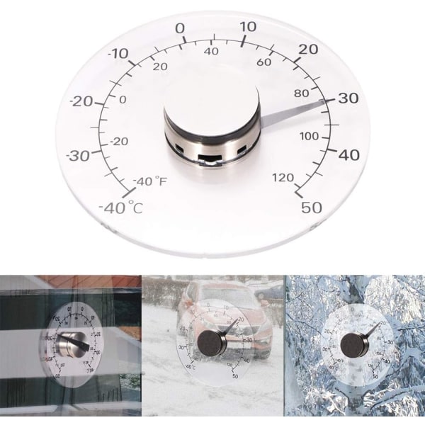 Fönstertermometer för inom- och utomhus, transparent