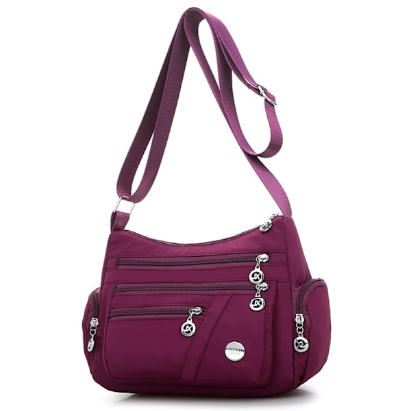 Vattentät nylon Mode dam axelremsväska Purple