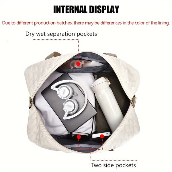 Luxury Large Travel Bag - Stylish & Durable with Waterproof Compartment, Multifunctional Carrying, Dry/Wet Separation & Practical Side Pocket