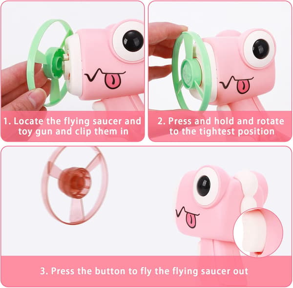 Bambu Sländor Flyvende Disk Legetøj One-Touch Flyvende Disk Launcher Legetøjsbelysning Gyro Legetøj Lysende flyvende tallerken Spinning Flyvende Disk (Pink)
