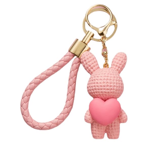 Trendy Bear-Tag Keychains - Choose Between Purple or Pink for Your Perfect Look Pink Bear