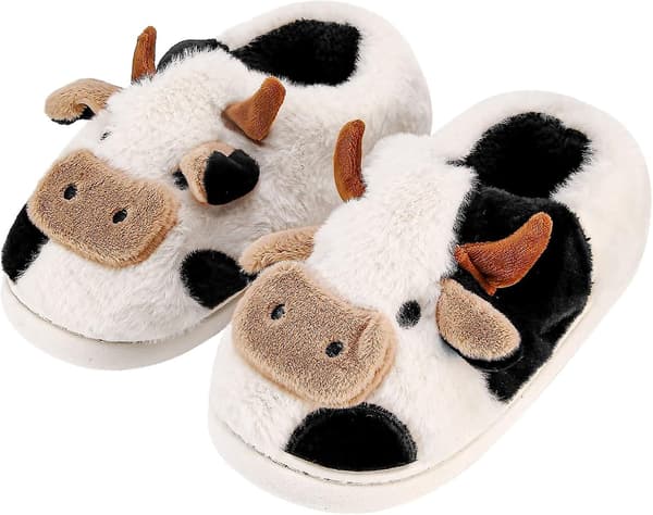 Koffotofflor för kvinnor, flickor, bomullsdjur, fluffiga tofflor, Slip-on.