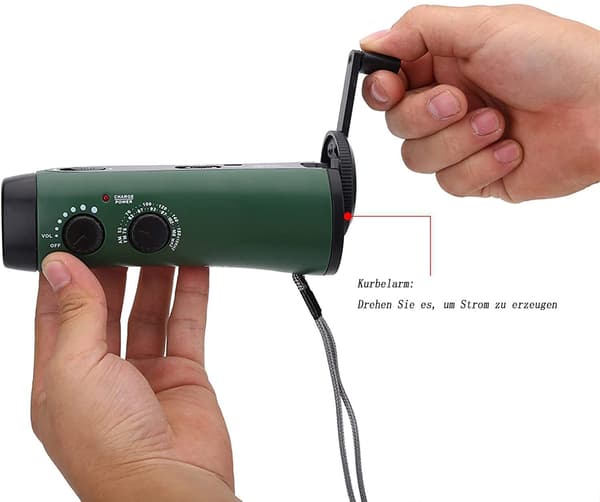 Lommelykt, bærbar sveiveradio med mobillading