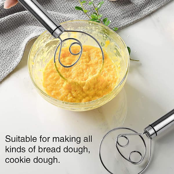 Dansk degvisp, 2-pack premium holländsk visp i rostfritt stål, stor handmixer