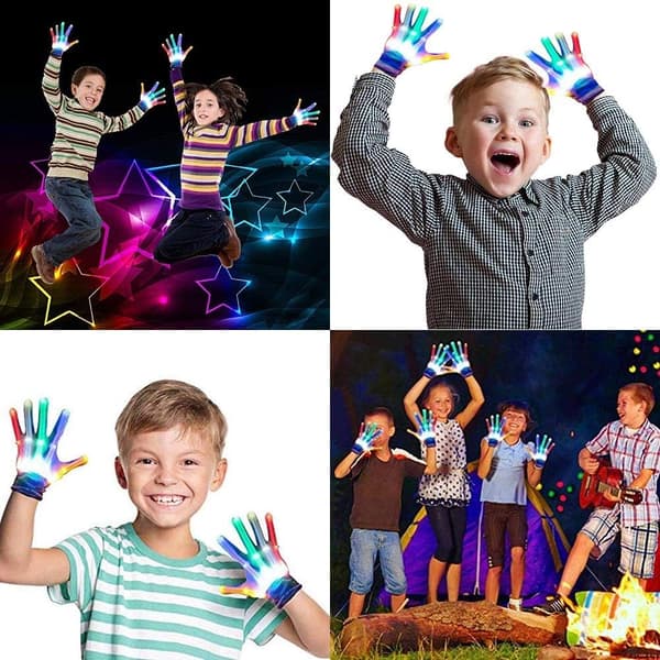 LED-hansker, 1 par LED Multicolor blinkende hansker, blinkende Skele