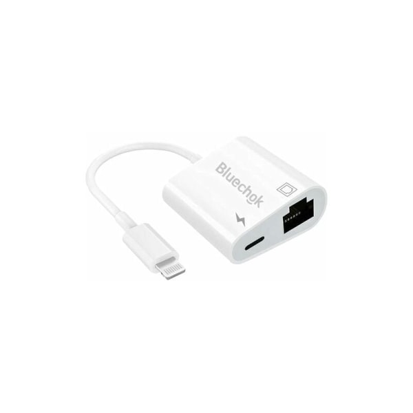 Lightning til Ethernet RJ45-adapter med lading for iPhone/iPad, støtte for 10/100 Mbps høy hastighet
