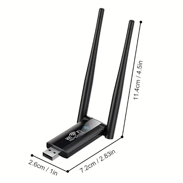 USB Wifi-repeater 300M Wi-Fi-signalförstärkare 2.4G Trådlös Extender 2 Antenn Långräckvidd Wi Fi-adapter för stationär dator Bärbar dator