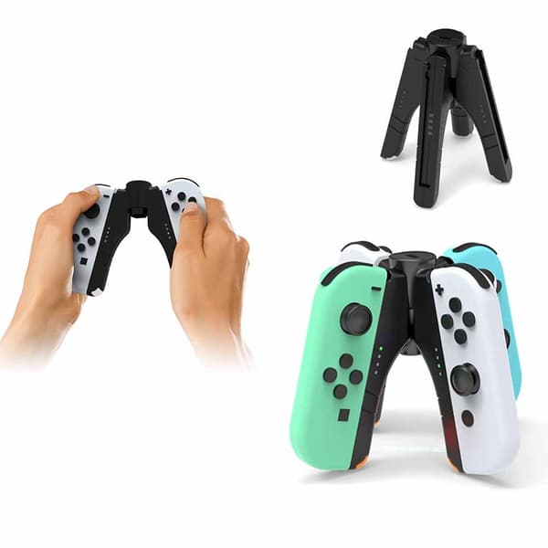 Ladestation til Nintendo Switch, 4 i 1 Switch Joycon Controller Oplader Ladestation med Type C opladerkabel