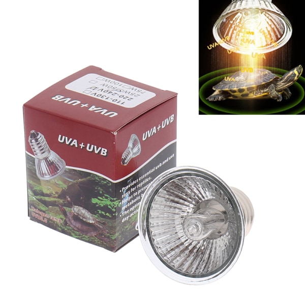 25/50 / 75W UVA + UVB 3.0 Reptillampe Skildpadde Solbadnings UV-lys 50Ｗ-110Ｖ